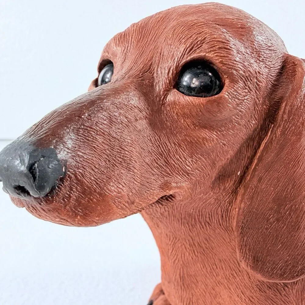 Vintage Sandicast Large Brown Dachshund Weiner Dog Figurine Sandra Brue Signed